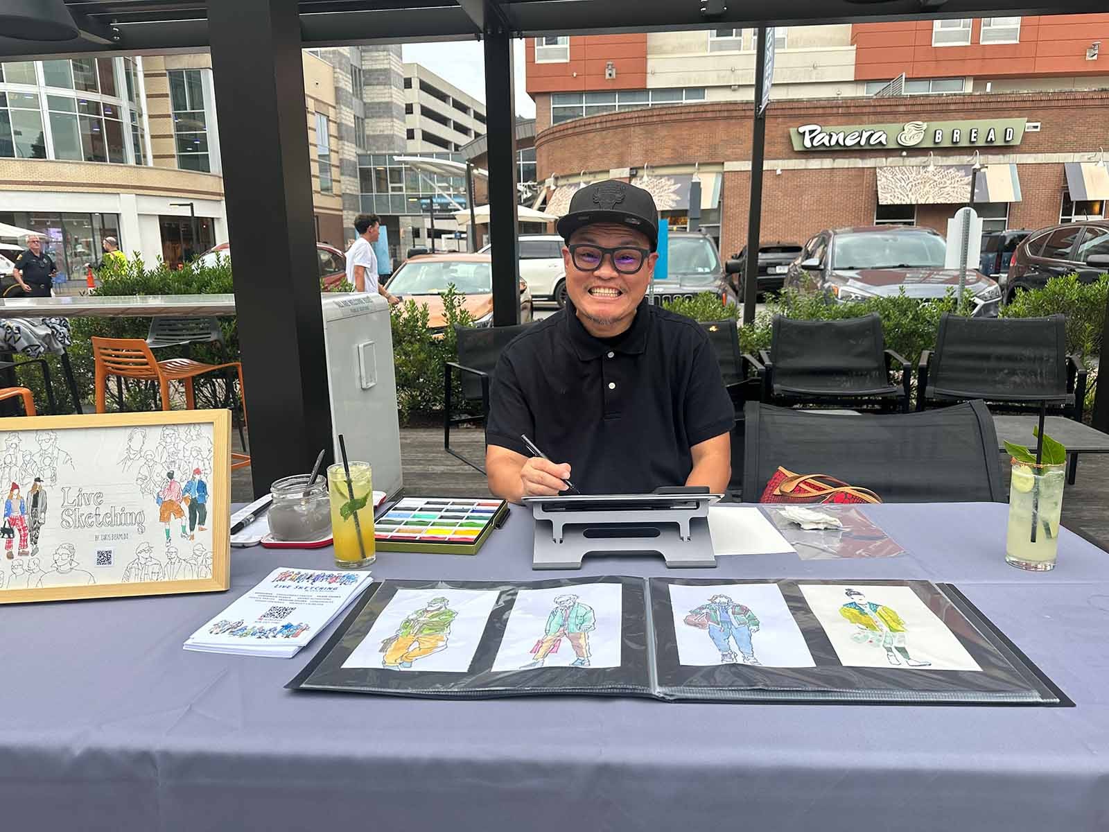 Artist preparing live event illustrations
