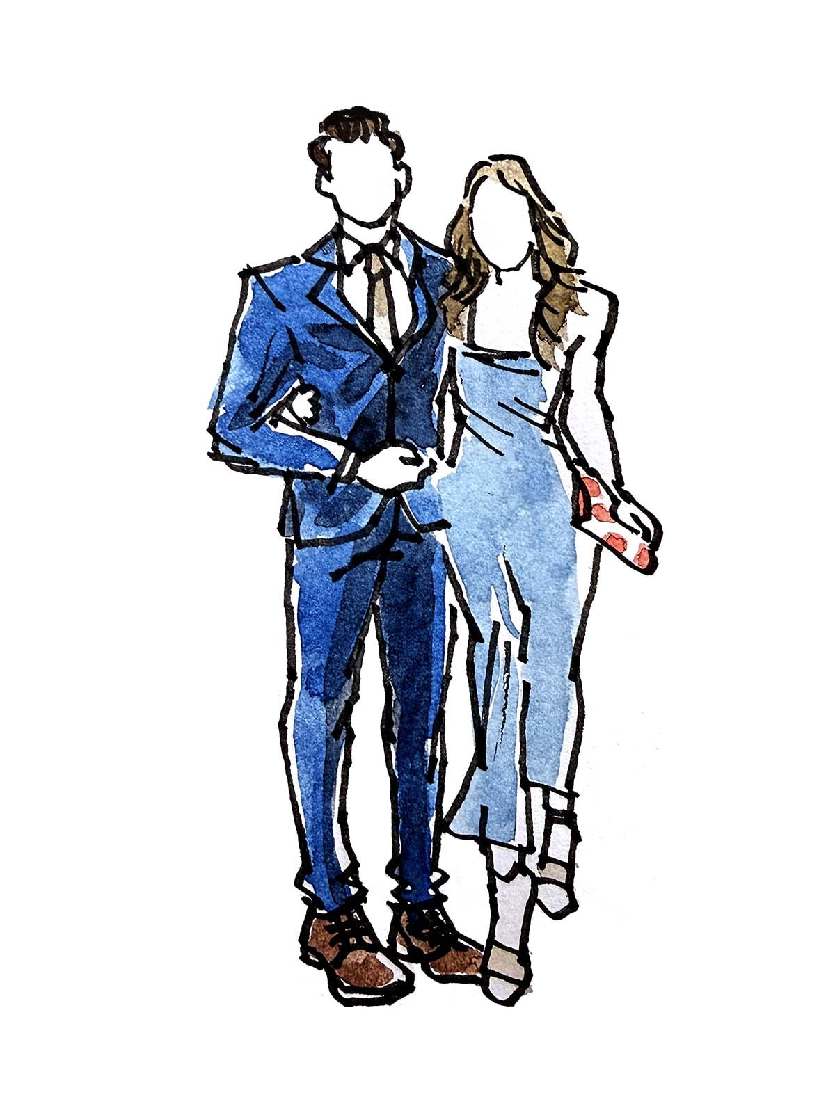 Fashion watercolor portrait sketch
