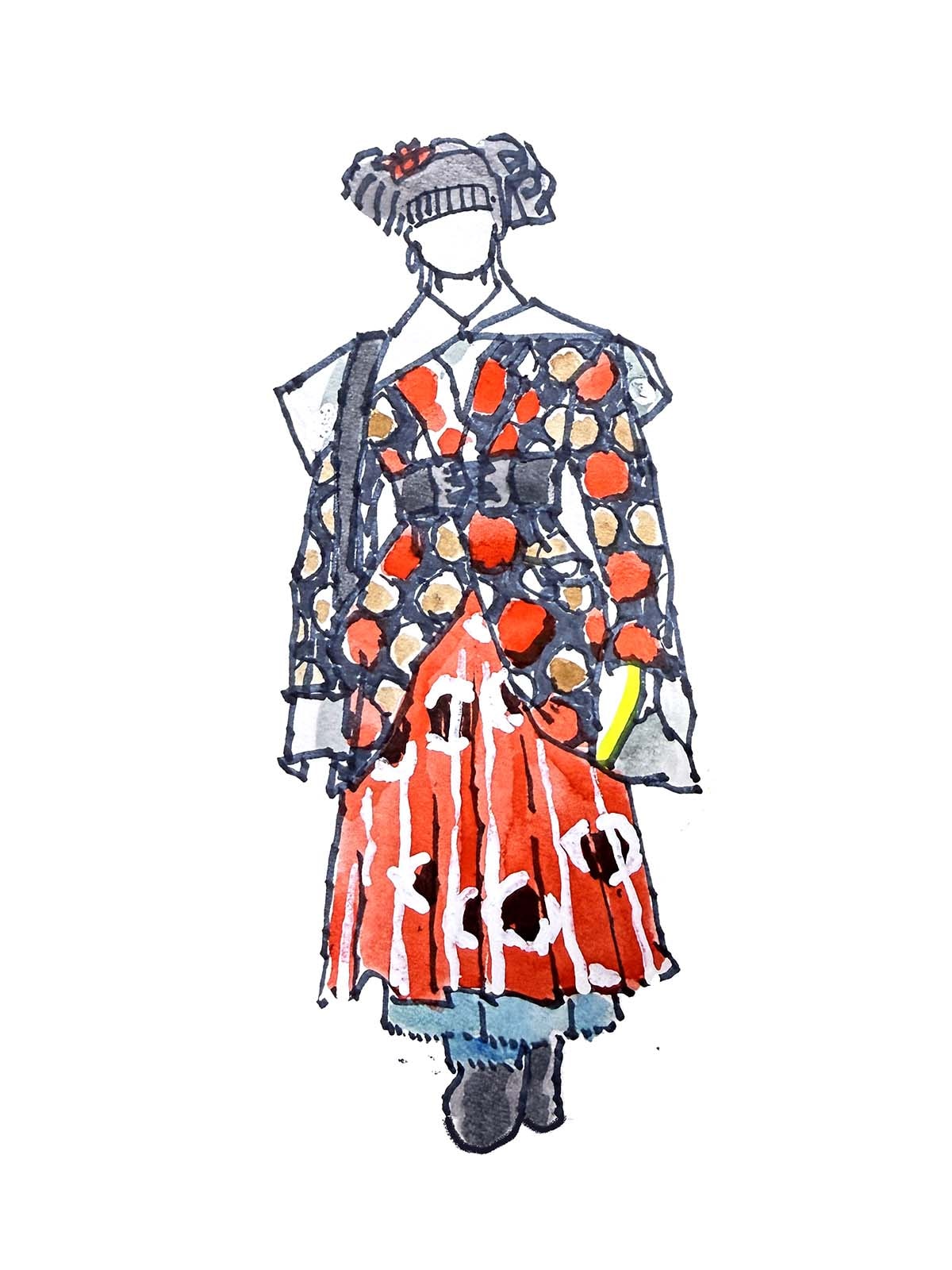 Fashion illustration couple ink sketch