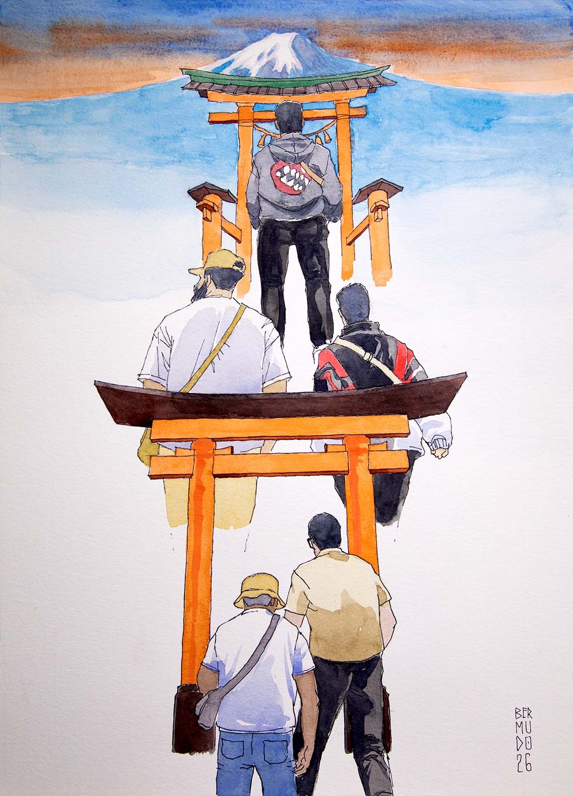 Watercolor fashion portrait commission