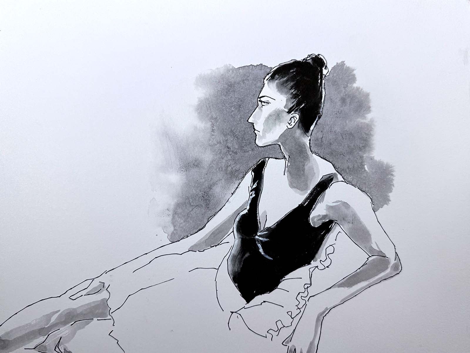 Ink drawing figure sketch