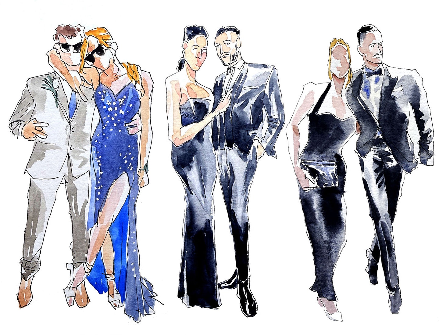 Artist creating a wedding guest sketch placeholder